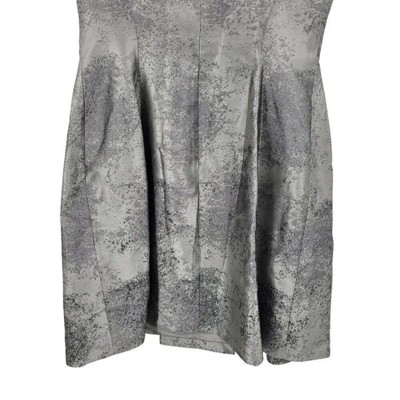 Vtg 80s Metallic Silver Fit Flare Dress Sz 14 Pockets Holiday Party Cocktail - Picture 10 of 11